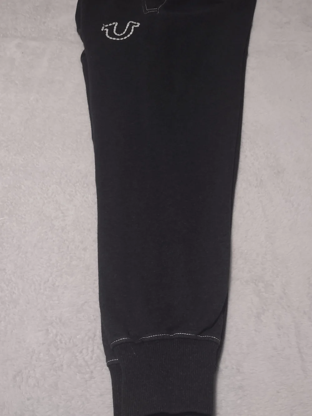 True Religion  Large Black Jogger Sweatpants with White Horseshoe Stitch
